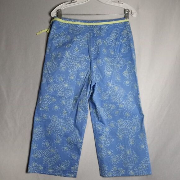 Talbots Stretch Blue/Lime Pineapple/Floral Detail Capris Women's Size 8 Petite - Picture 2 of 8